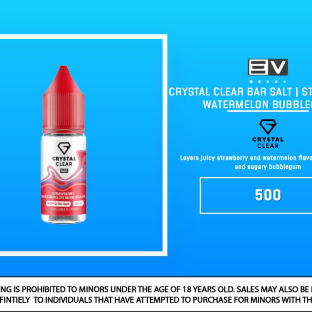 Crystal Clear Bar Salt - Strawberry Watermelon Bubblegum 10ml